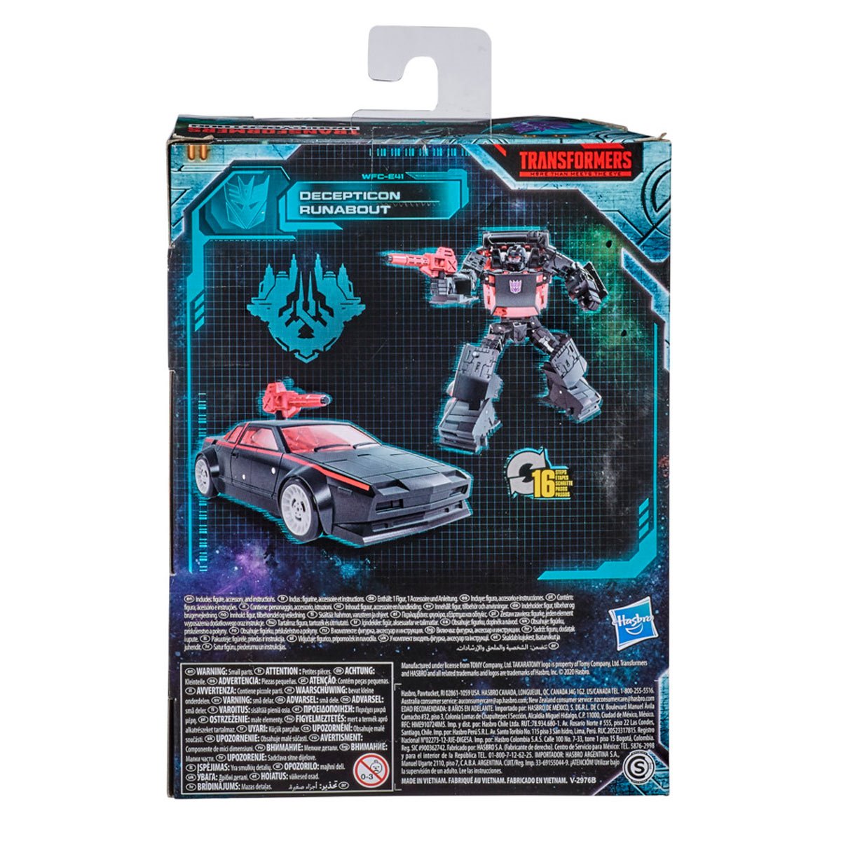 Transformers Generations War for Cybertron: Earthrise Deluxe WFC-E41 Decepticon Runabout — rear packaging showing robot and vehicle modes