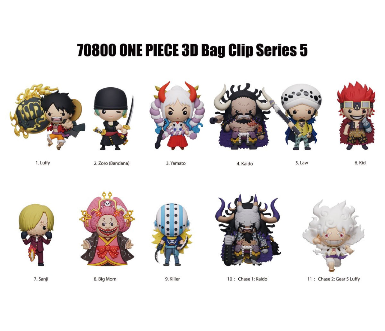 One Piece Series 5 3D Foam Bag Clip in Blind Bag 1 Random Figure Monogram Anime