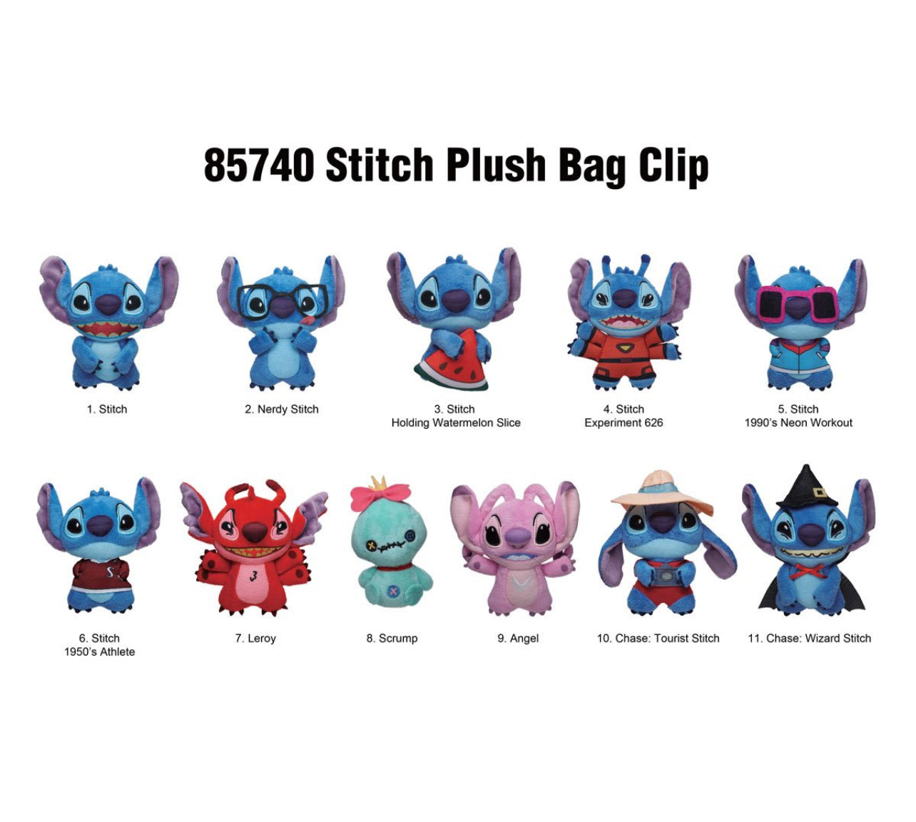 Stitch Plush Bag Clip Blind Bag 1 Random Figure Disney Monogram