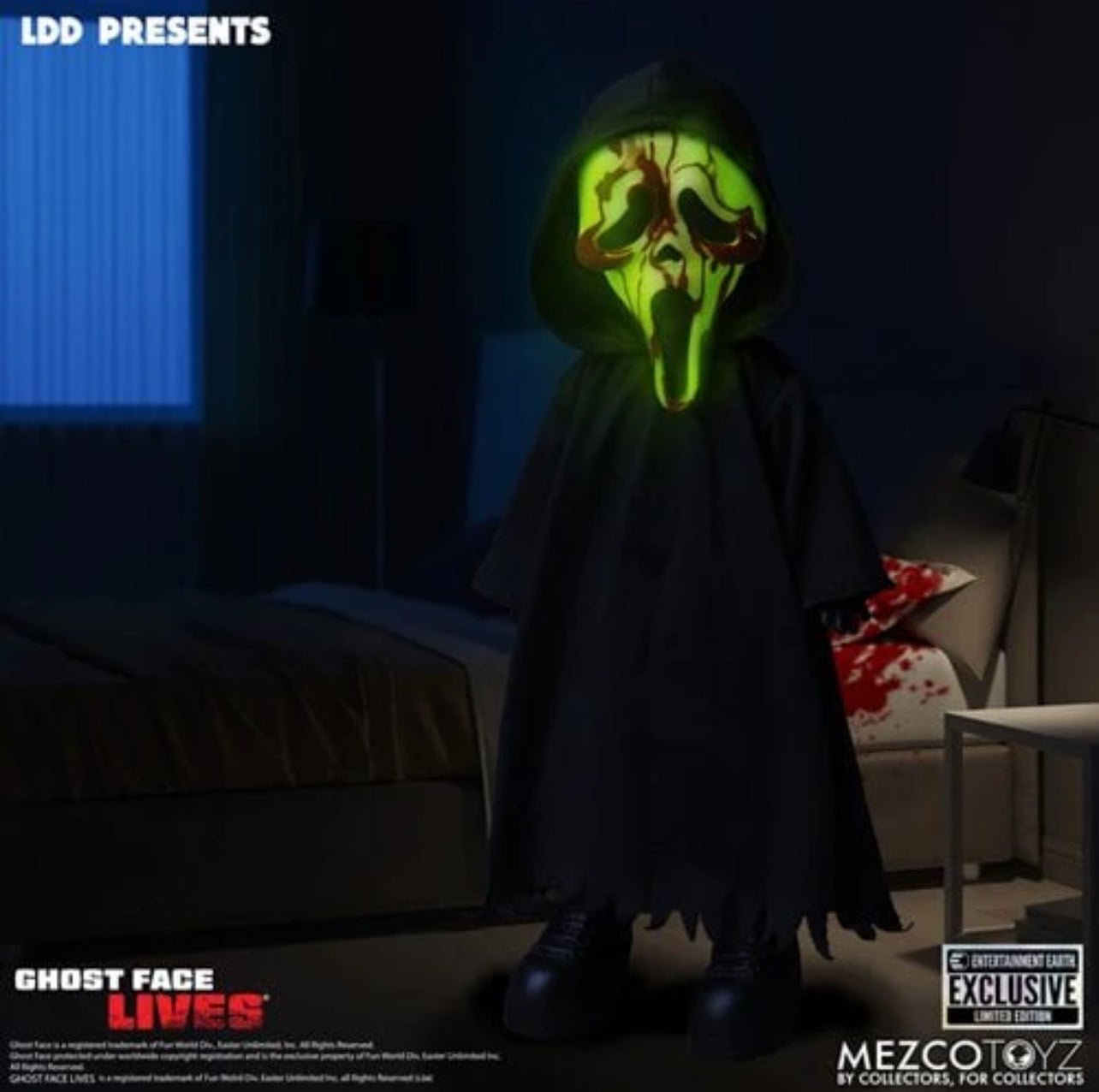 Living Dead Doll Ghost Face Lives EE Exclusive Glow in the Dark Blood Mezco Toyz