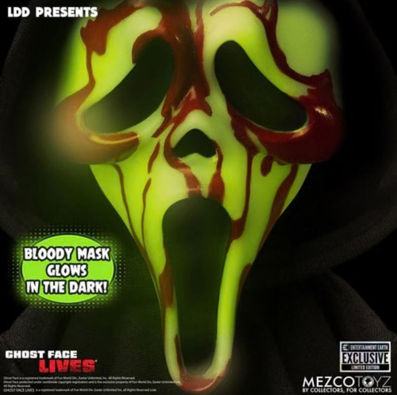 Living Dead Doll Ghost Face Lives EE Exclusive Glow in the Dark Blood Mezco Toyz