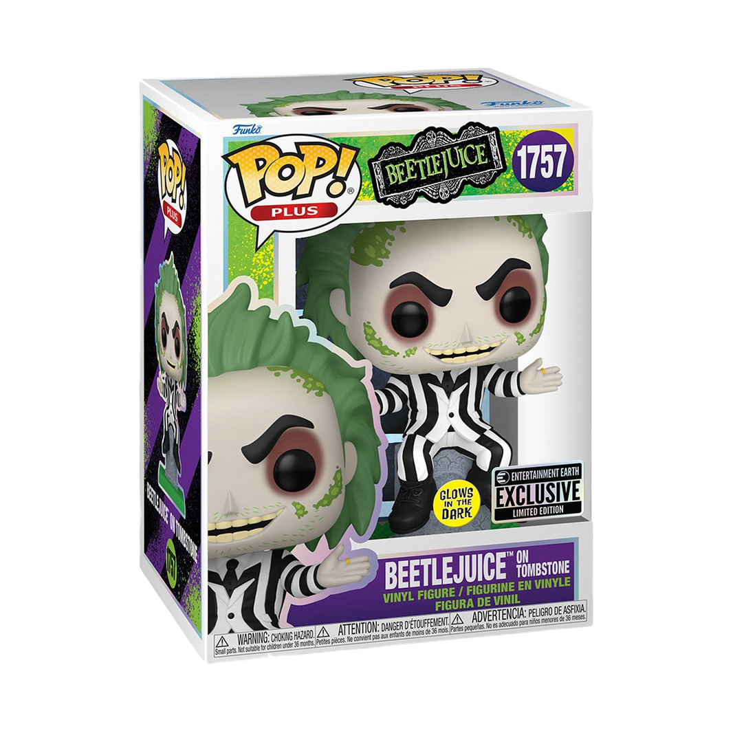 Beetlejuice on Tombstone Glow-in-the-Dark Funko Pop! Plus Vinyl Figure #1757 – Entertainment Earth Exclusive