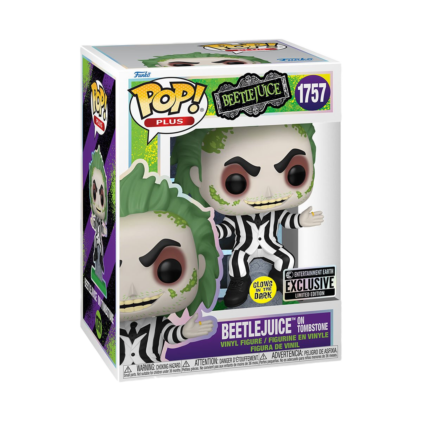 Beetlejuice on Tombstone Glow-in-the-Dark Funko Pop! Plus Vinyl Figure #1757 – Entertainment Earth Exclusive
