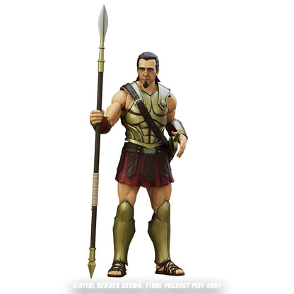 Epic H.A.C.K.S. Spartan Warrior: Pride of Sparta 6-Inch Action Figure — Spartan Warrior with alternate unhelmeted head holding the spear