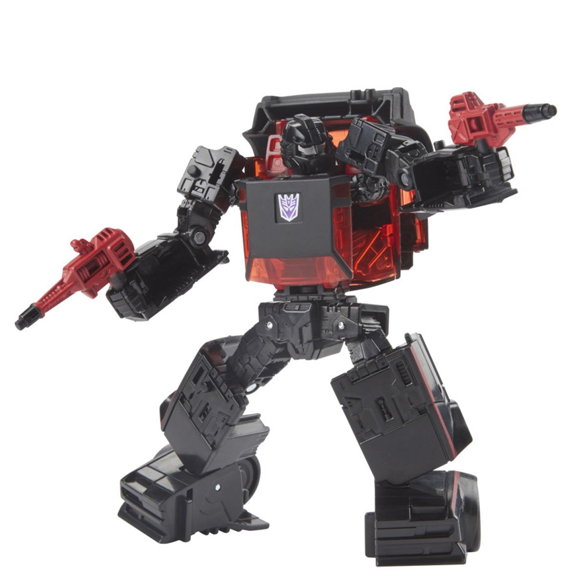 Transformers Generations War for Cybertron: Earthrise Deluxe WFC-E41 Decepticon Runabout — robot-mode pose holding separate blaster accessories