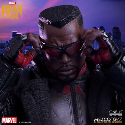 Blade Midnight Sons One:12 Collective Action Figure — face and sunglasses close-up