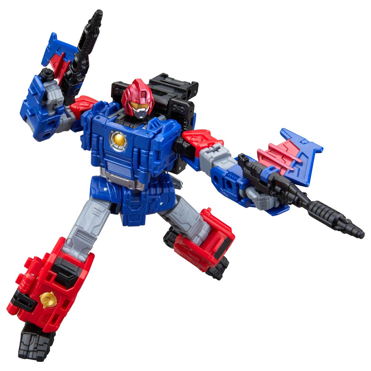 Transformers Generations Age of the Primes Voyager Nexus Prime — Robot mode with one blaster raised and the other extended