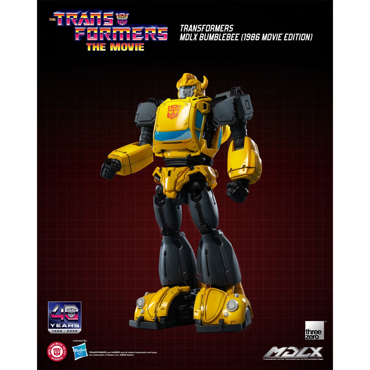 Transformers Bumblebee 1986 Movie Edition MDLX Action Figure — Standing three-quarter view with standard head