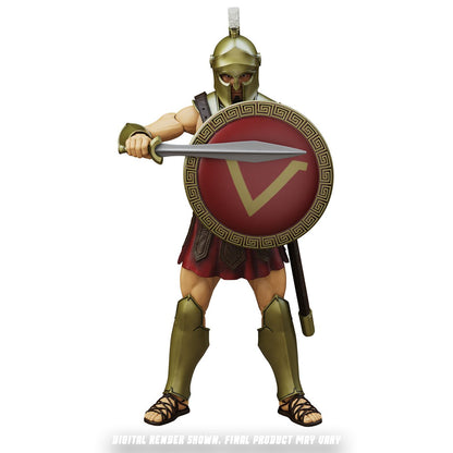 Epic H.A.C.K.S. Spartan Warrior: Pride of Sparta 6-Inch Action Figure — Spartan Warrior wearing infantry helmet with sword held across shield