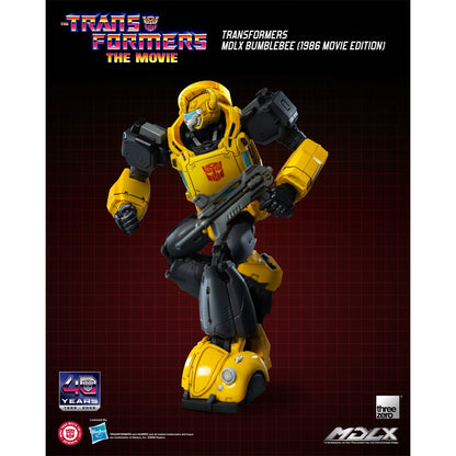 Transformers Bumblebee 1986 Movie Edition MDLX Action Figure — Masked-head pose holding laser blaster