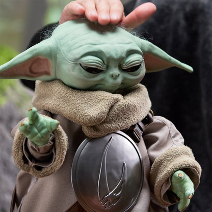 Star Wars Ultimate Grogu 1:1 Scale Premium Animatronic Replica — head-touch close-up with eyes closed