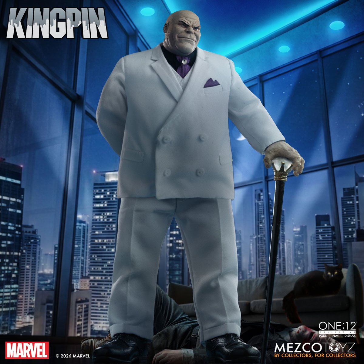 Kingpin One:12 Collective Action Figure — full standing view holding cane