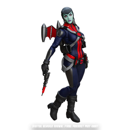 Epic H.A.C.K.S. Mercy Zaleska: Vampiron Secret Service 6-Inch Action Figure — Mercy Zaleska in a stepping pose with jetpack and blaster