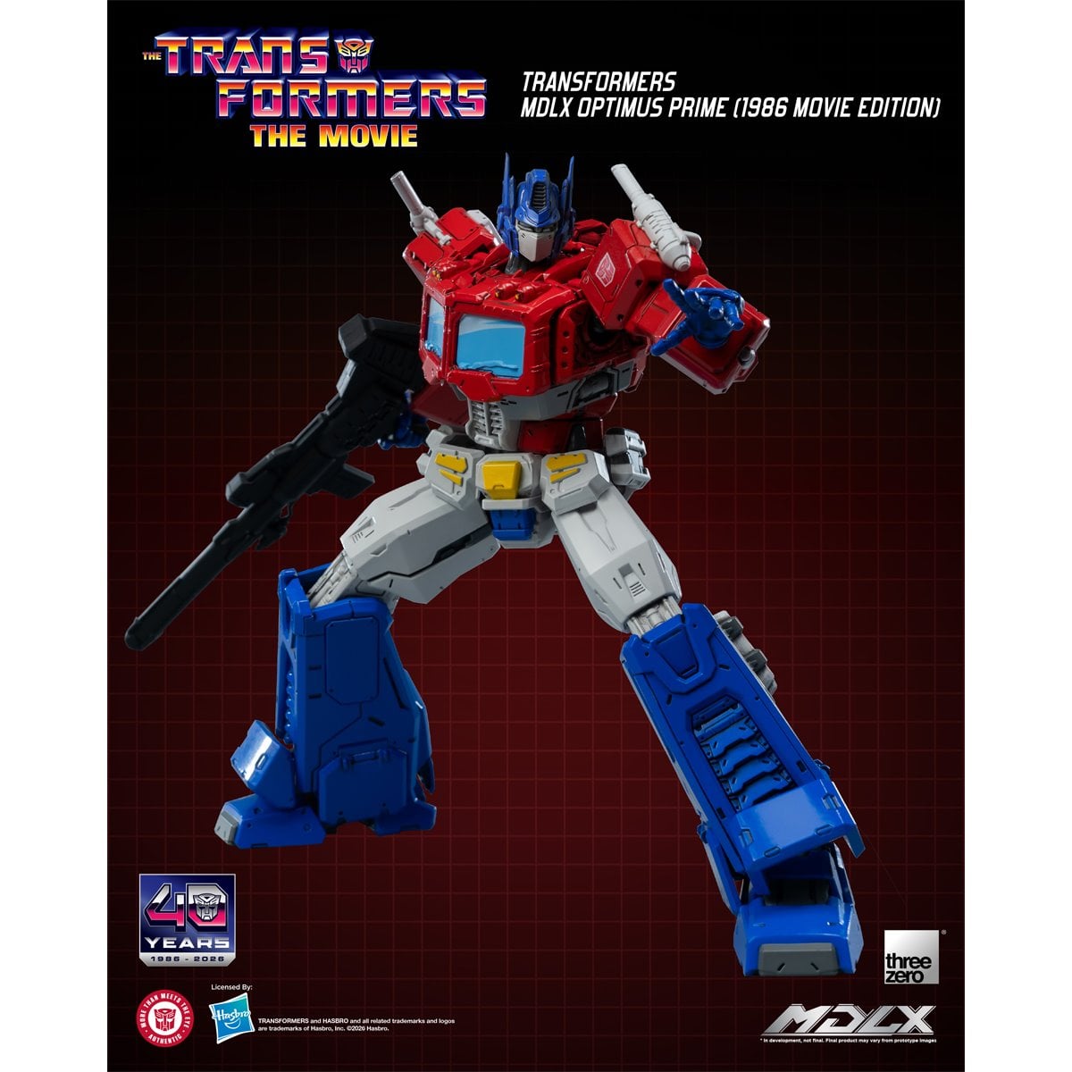 Transformers Optimus Prime 1986 Movie Edition MDLX Action Figure — wide stance with blaster