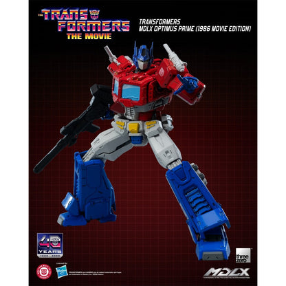 Transformers Optimus Prime 1986 Movie Edition MDLX Action Figure — wide stance with blaster