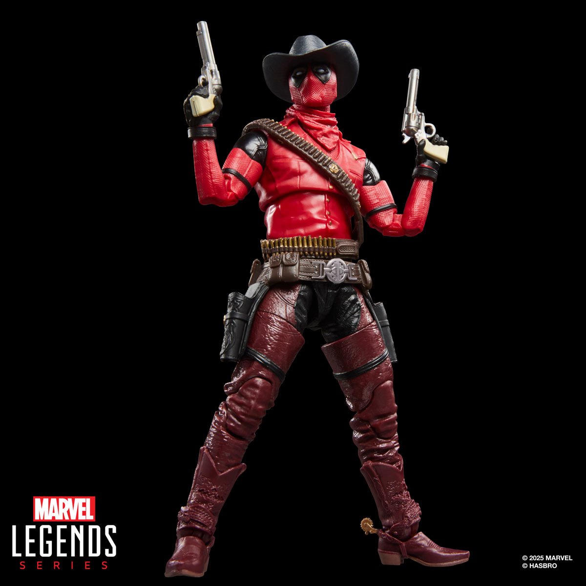 Deadpool & Wolverine Marvel Legends Cowboypool 6-Inch Action Figure — wide stance holding both pistol accessories raised