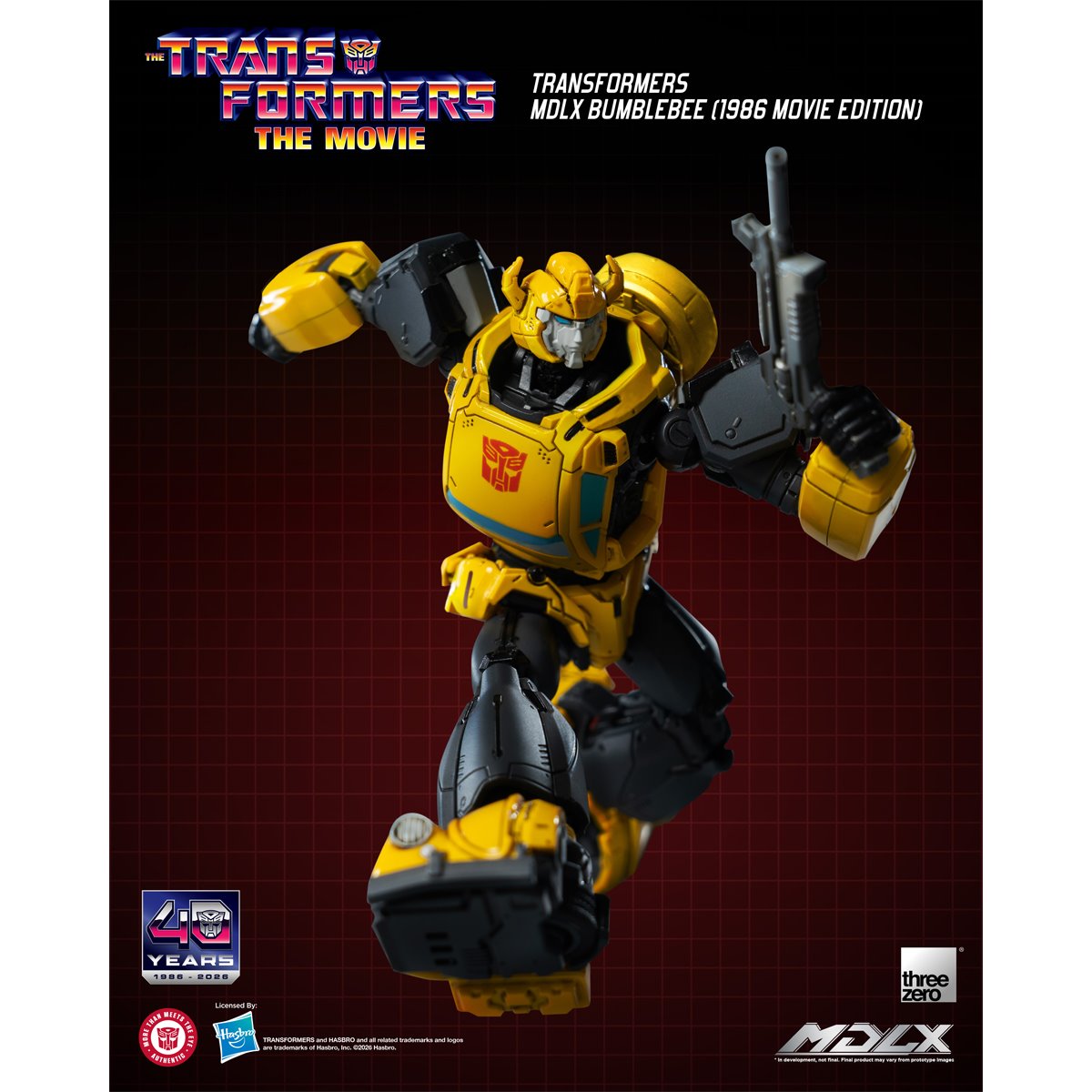 Transformers Bumblebee 1986 Movie Edition MDLX Action Figure — Dynamic raised-blaster pose