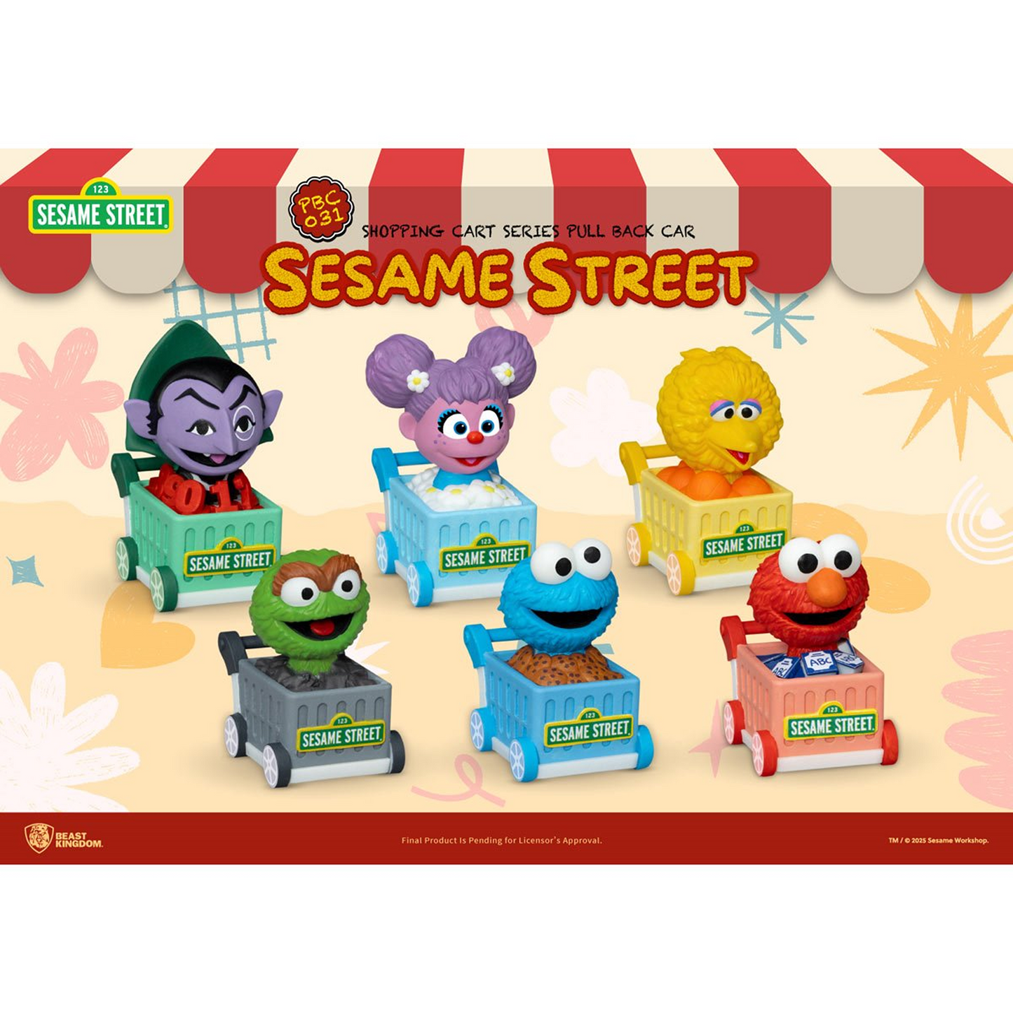 Sesame Street Shopping Cart Pull Back Car Series PBC-031 Blind Box Vehicles