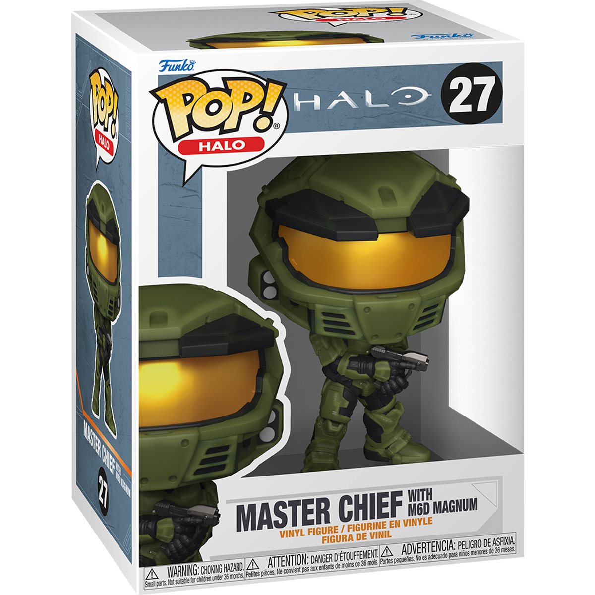 Halo 25th Anniversary Master Chief with M6D Magnum Funko Pop! Vinyl Figure #27 — window-box packaging view