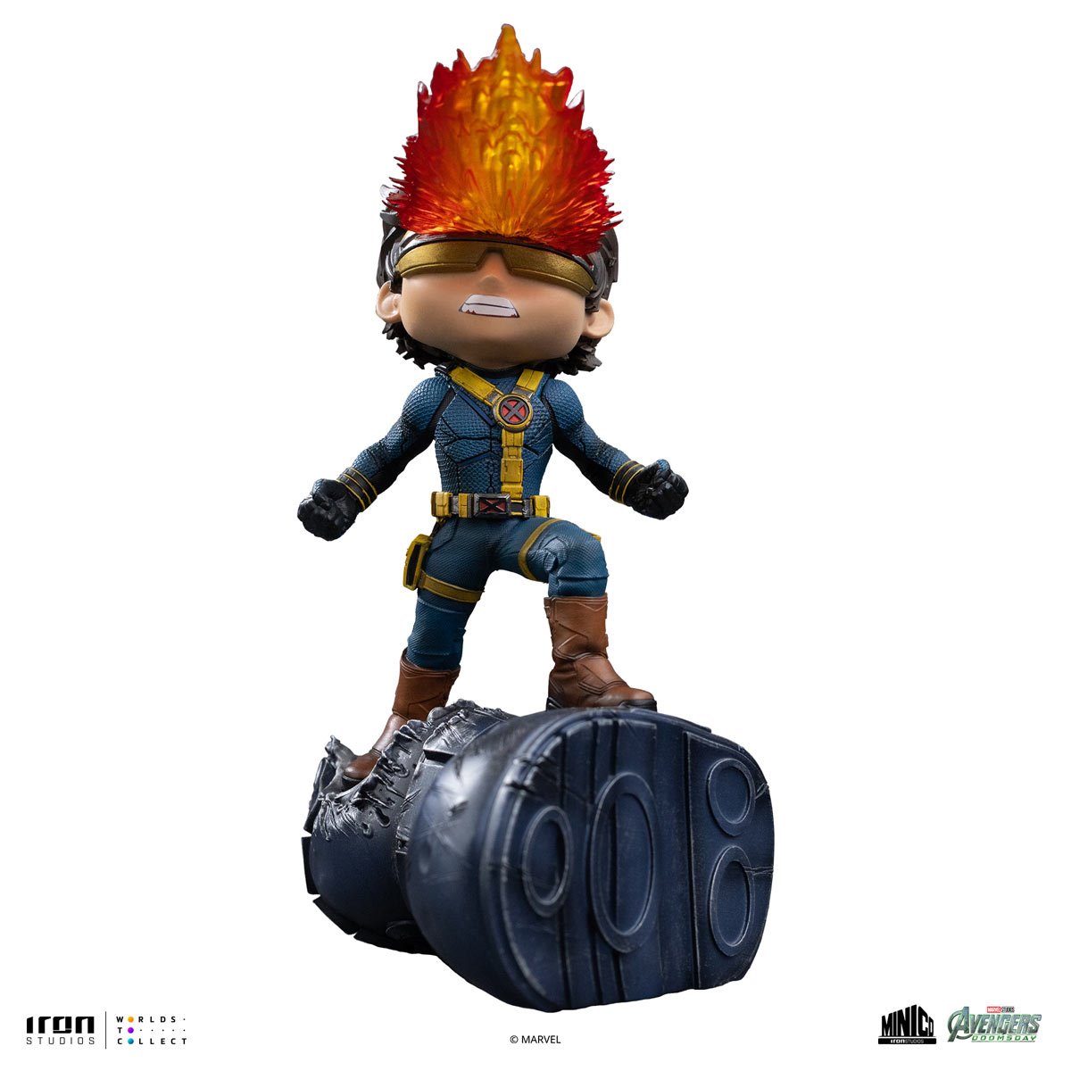 Avengers: Doomsday Cyclops MiniCo Vinyl Figure — Cyclops MiniCo front view on Sentinel base