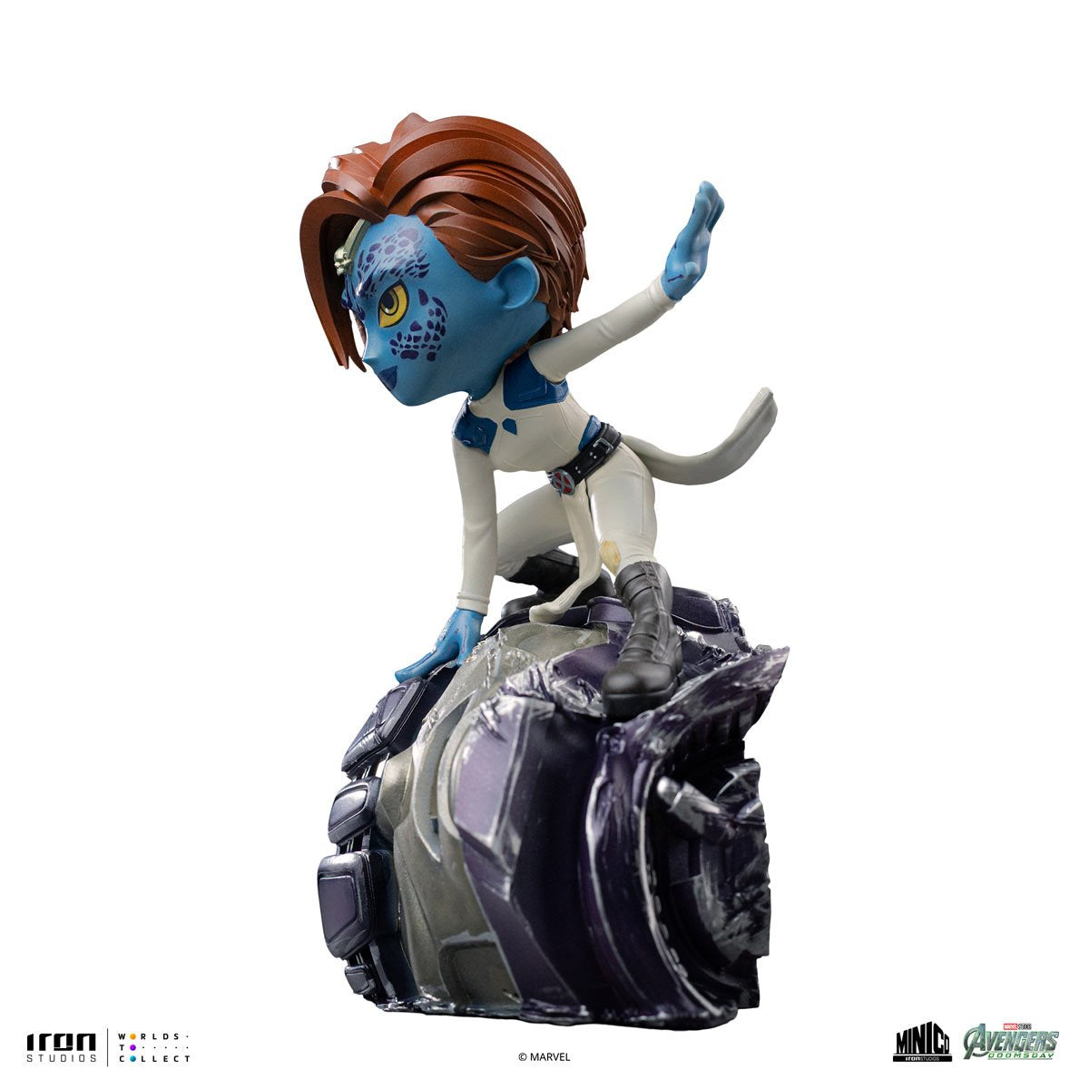 Avengers: Doomsday Mystique MiniCo Vinyl Figure — side view on Sentinel base