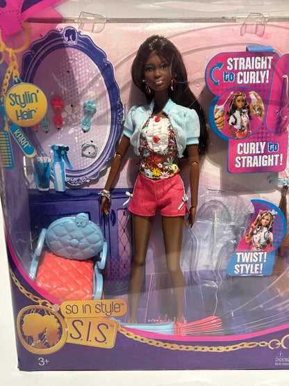 Barbie Stylin' Hair Kara So In Style Doll 2009 Mattel P8328 DMG African American