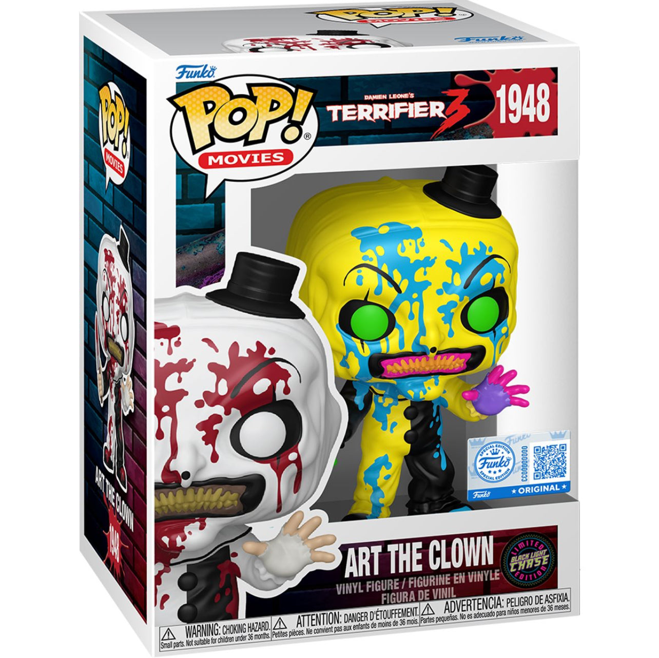 Terrifier 3 Art the Clown Bloody Funko Pop! EE Exclusive Black Light Chase Horror
