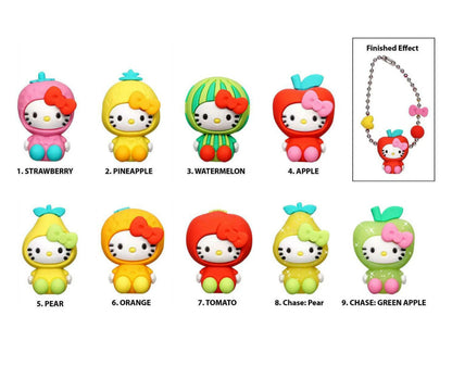 Hello Kitty Mystery Figural Bag Clip 1 Random Figure Fruit Keychain 3D Foam