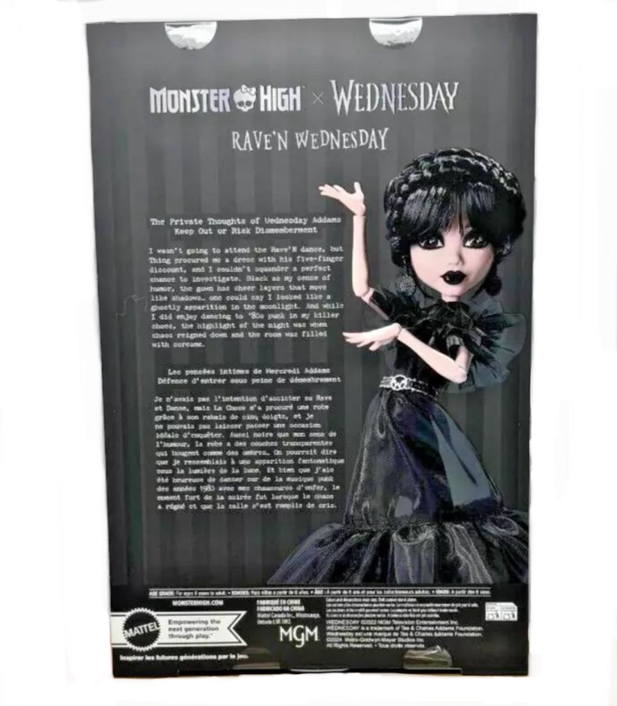 Monster High x Wednesday Addams Rave'N Dress Doll Gothic In Stock NRFB NEW