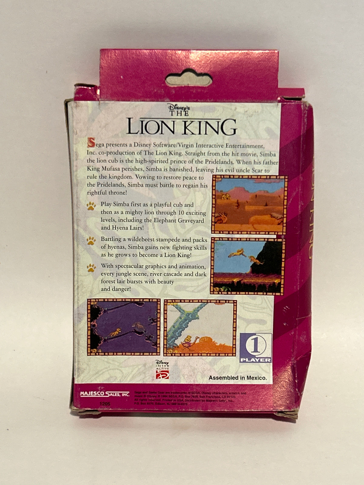 The Lion King (Sega Game Gear, 1994) Disney Handheld CIB Complete