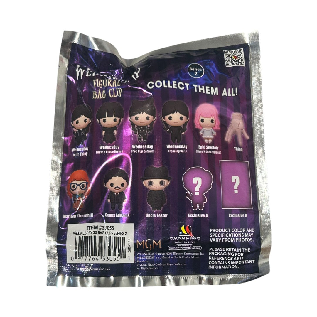 Wednesday 3D Figural Foam Bag Clip Series 2, Blind Bag 1 Random pc Addams Family