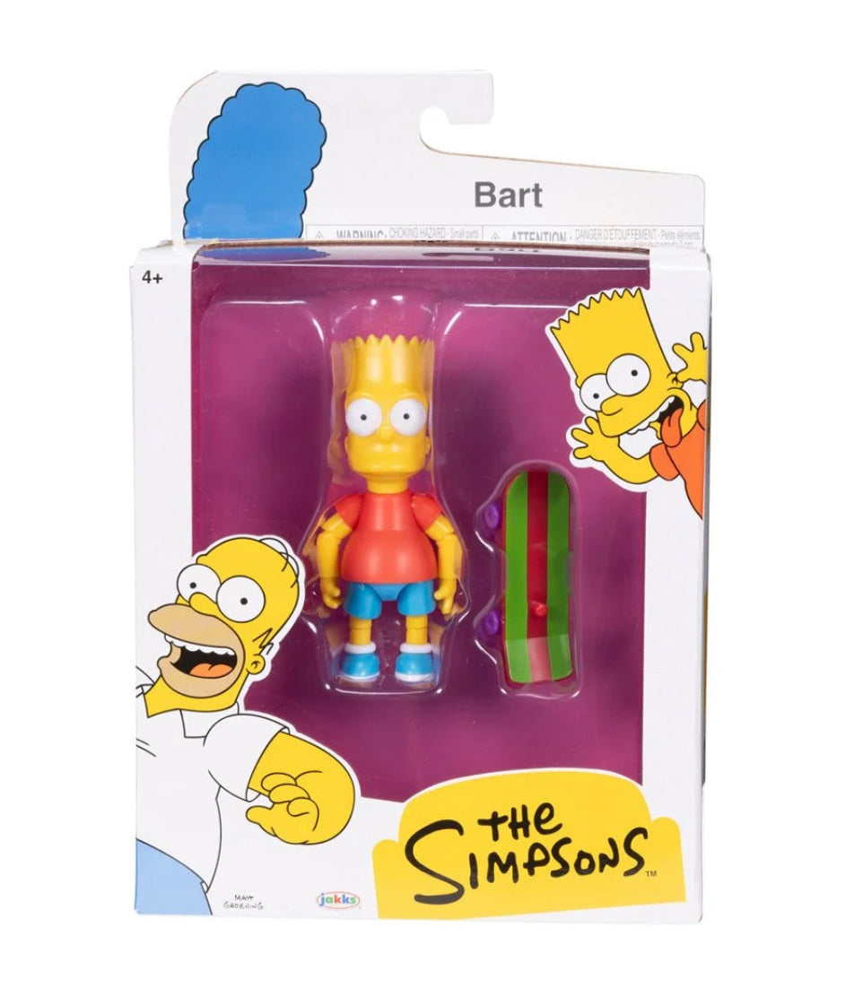 The Simpsons Wave 1 Bart Simpson Action Figure With Skateboard 3.5" Tall