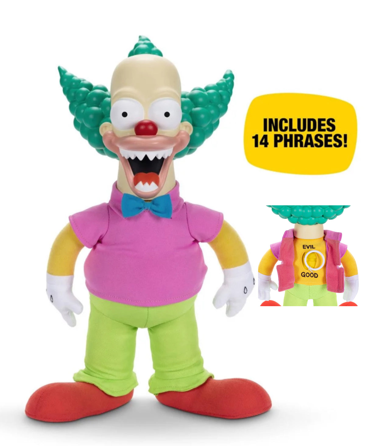 The Simpsons Krusty the Clown Talking Plush Doll Pull String 2024 Tree House Horror