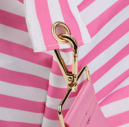 Bioworld Hello Kitty Striped Duffle Travel Bag – Pink & White