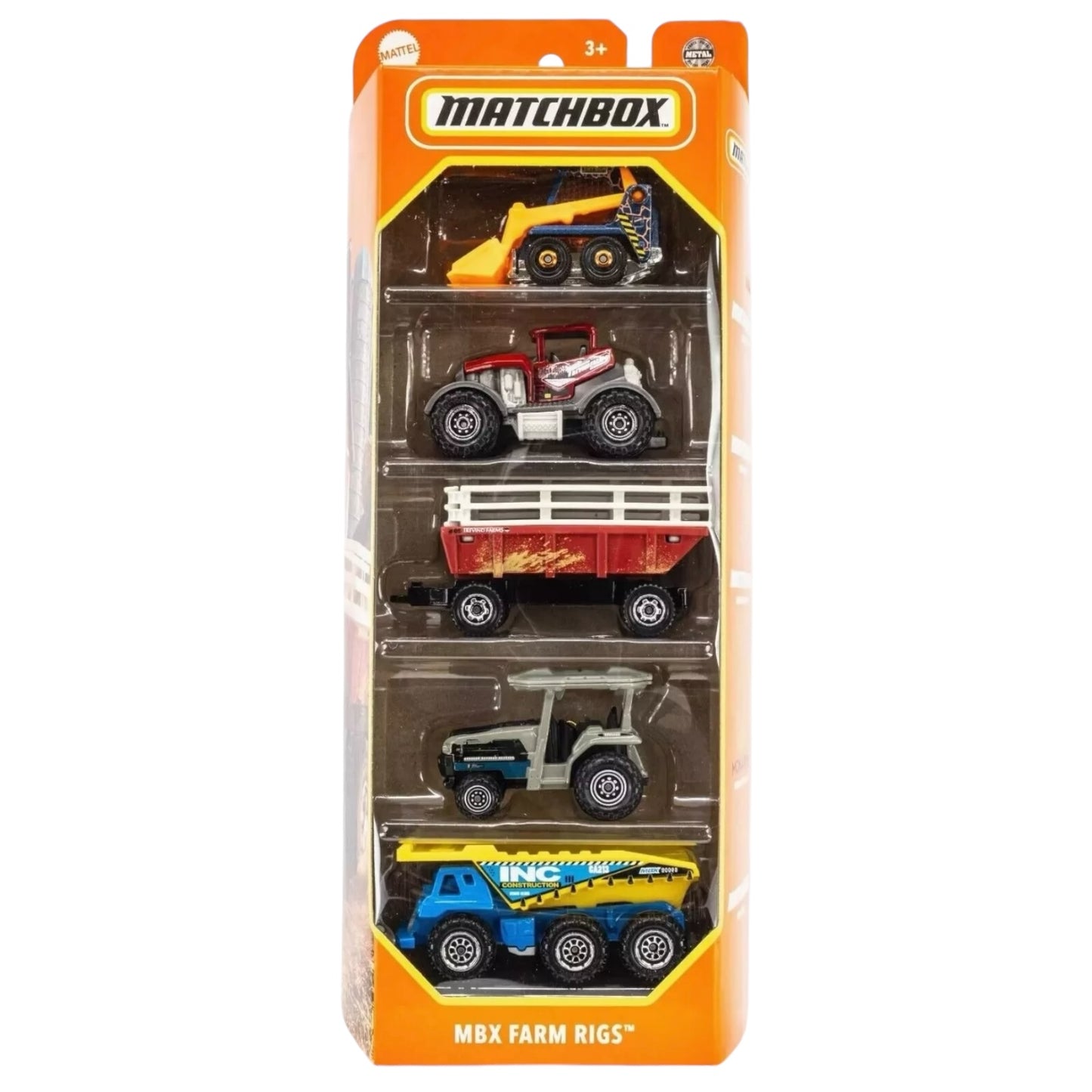 Matchbox 5 Pack 2024 MBX Farm Rigs Dirt Hauler Tractor Trailer Skidster