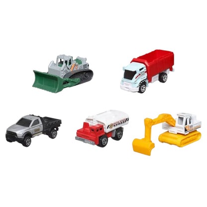 Matchbox 5 Pack 2024 MBX Construction 3 With Red Tilt n Tip Excavator Bull Dozer