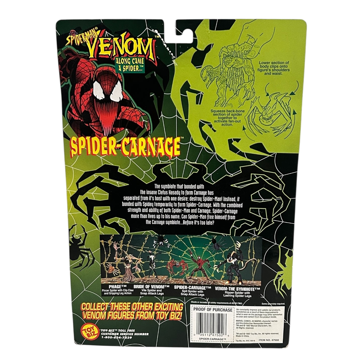 Spider Man Venom Along Came A Spider Carnage Action Figure 1997 Toy Biz Marvel