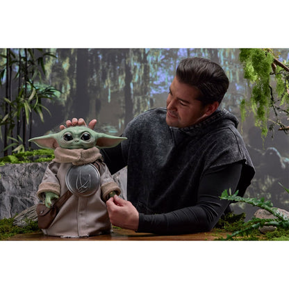 Star Wars Ultimate Grogu 1:1 Scale Premium Animatronic Replica — full figure displayed beside a person