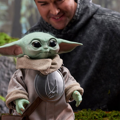 Star Wars Ultimate Grogu 1:1 Scale Premium Animatronic Replica — front view beside a person