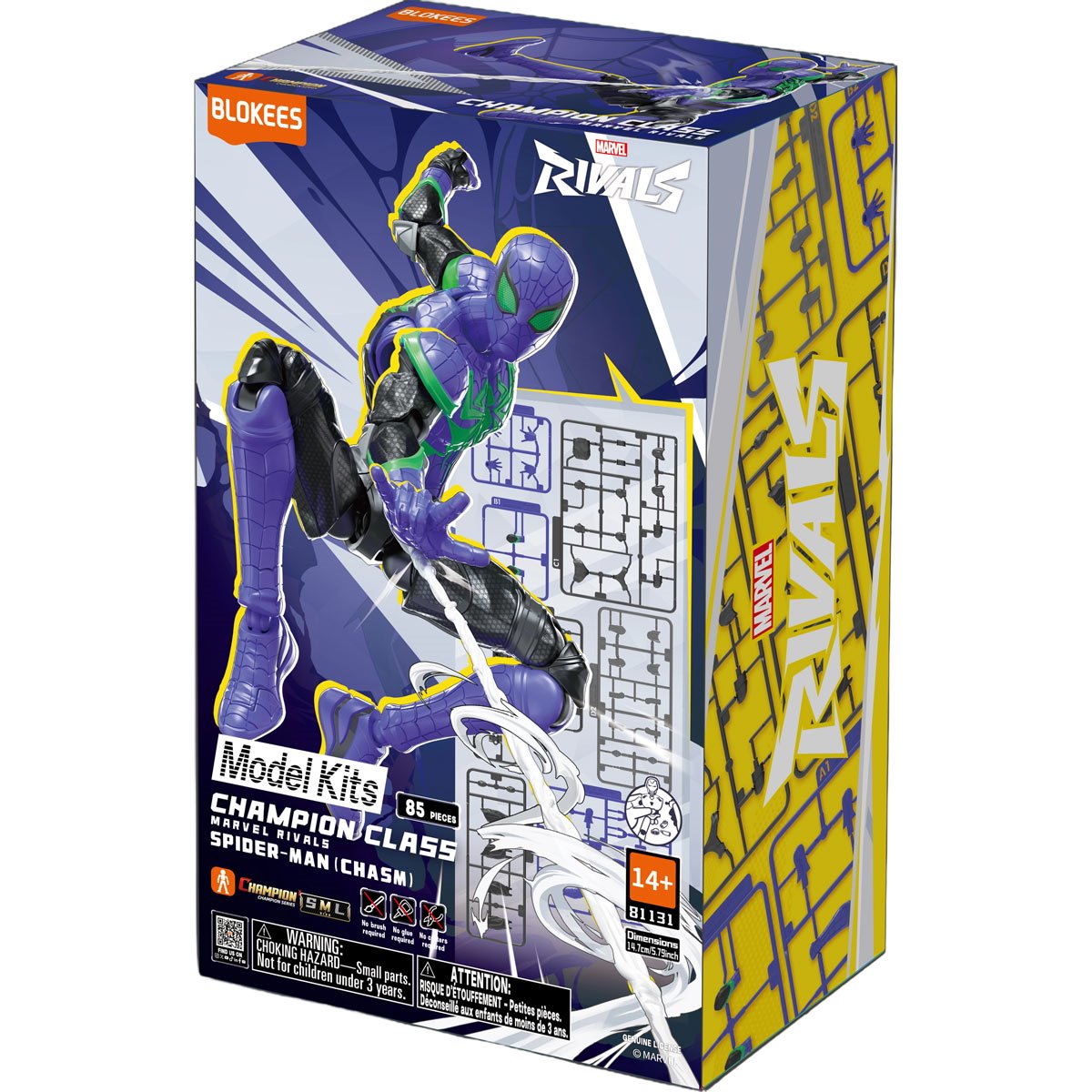 Marvel Rivals Spider-Man Chasm Champion Class CC25 Blokees Model Kit — three-quarter packaging view