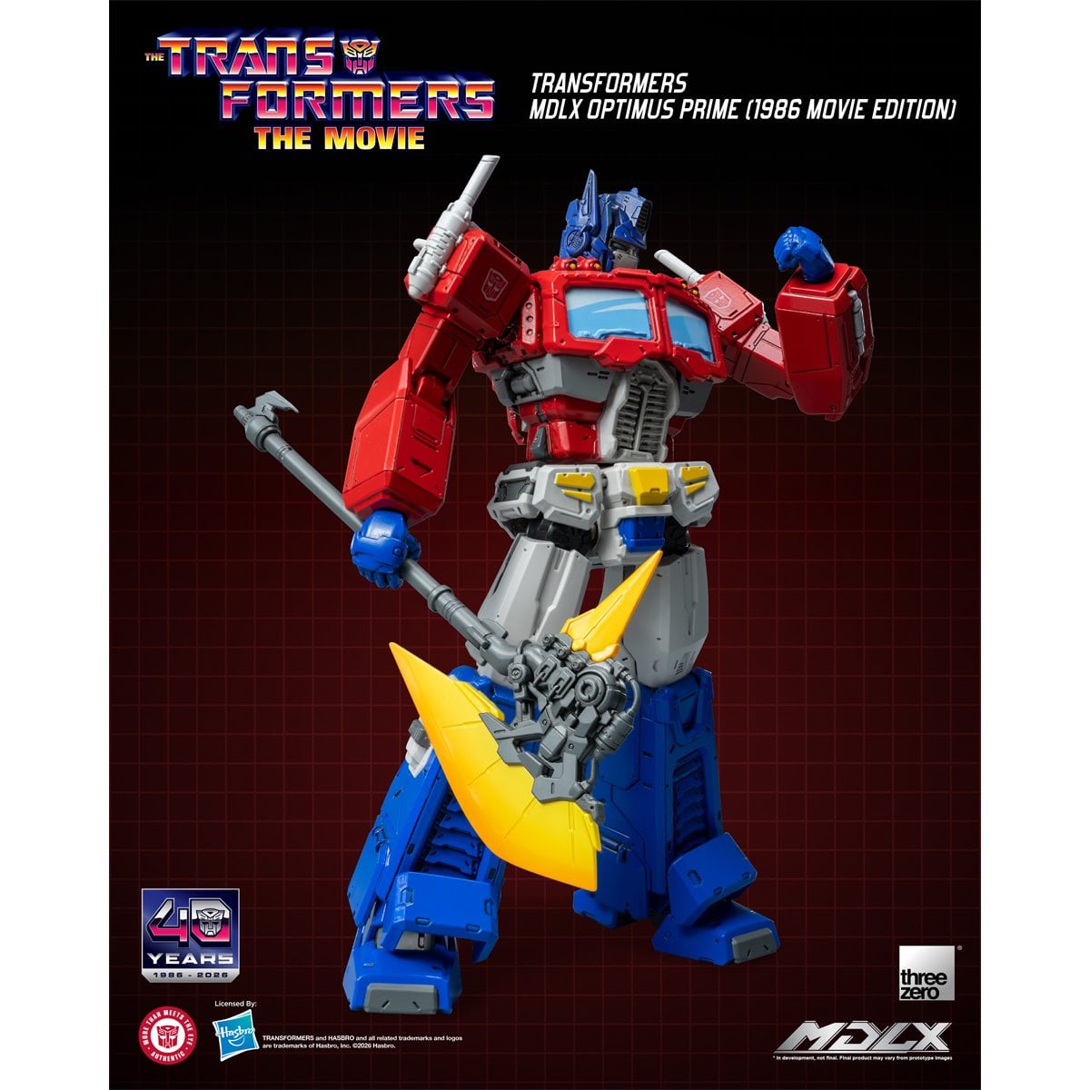 Transformers Optimus Prime 1986 Movie Edition MDLX Action Figure — standing pose with Energon Axe