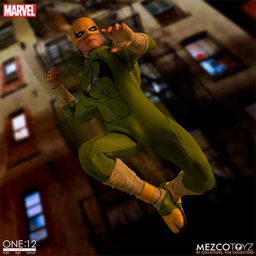 Iron Fist One:12 Collective Action Figure - ReRun — airborne martial-arts pose