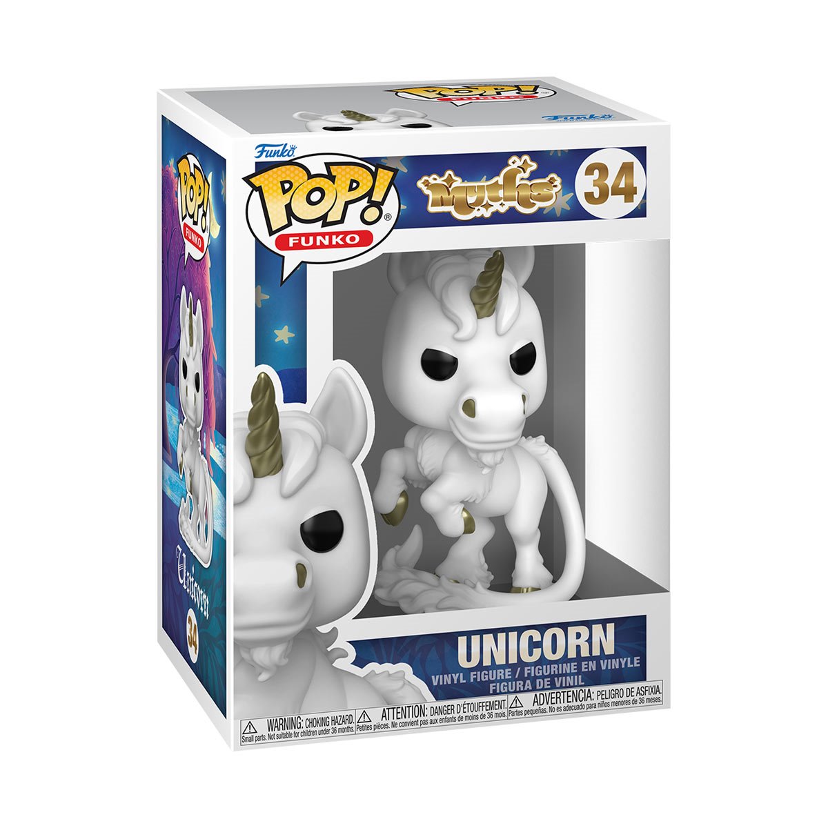 Myths Unicorn Funko Pop! Vinyl Figure #34 — window-box packaging view