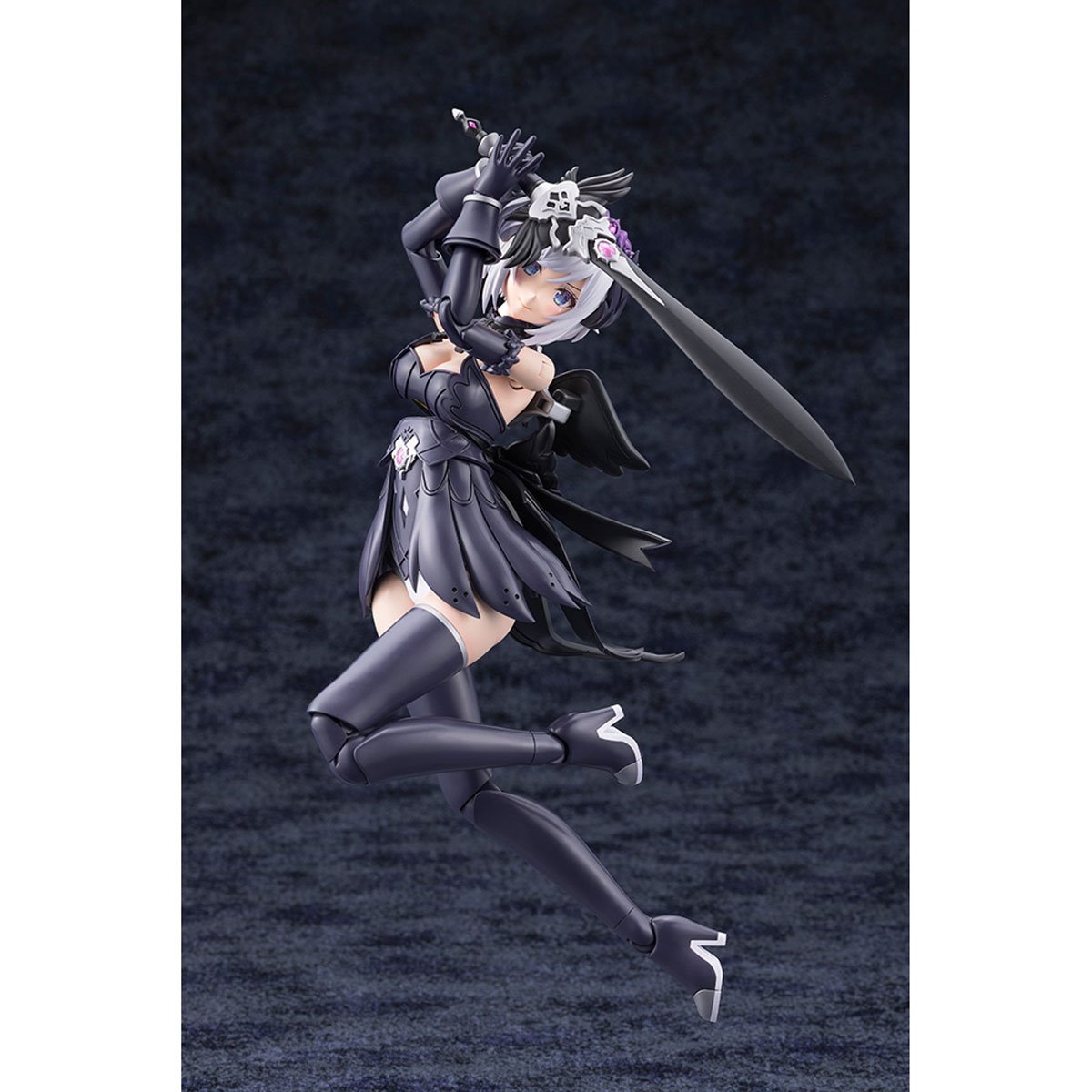Arcanadea Lumitea ReACT-A Grande Scale Model Kit — normal-mode airborne pose with sword raised overhead