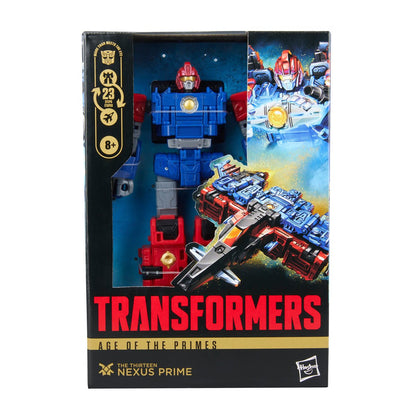 Transformers Generations Age of the Primes Voyager Nexus Prime — Front of retail window-box packaging