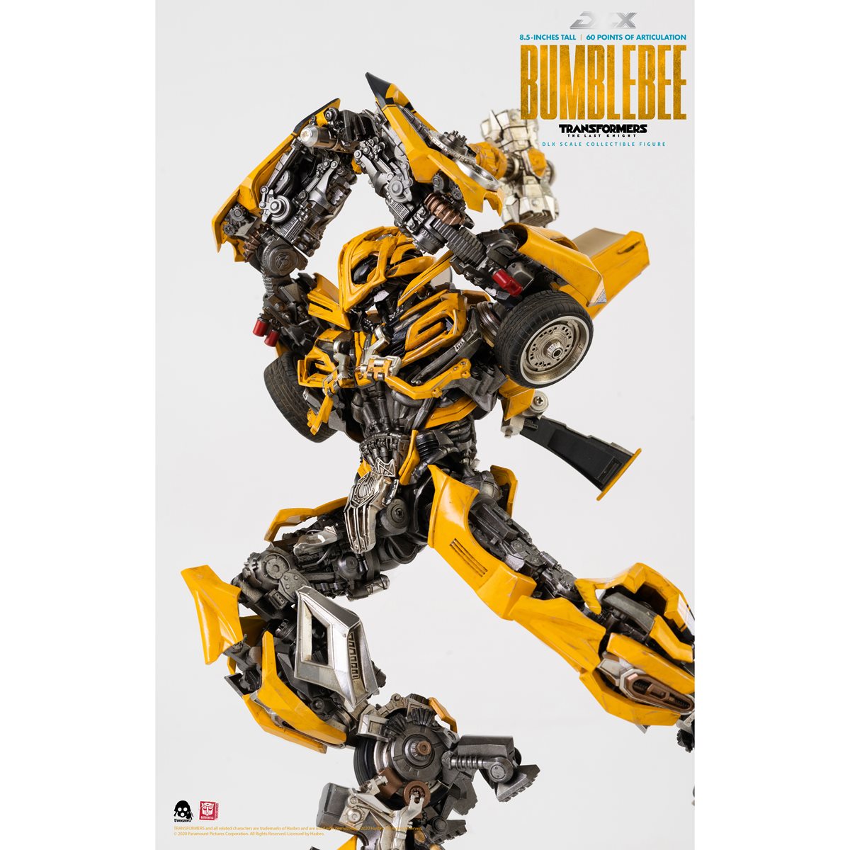 Transformers: The Last Knight Bumblebee DLX Action Figure — dynamic raised-hammer pose