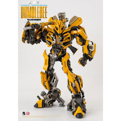 Transformers: The Last Knight Bumblebee DLX Action Figure — battle-mask view with hammer over shoulder