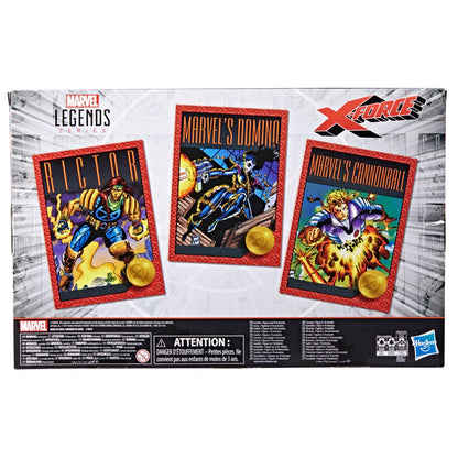 X-Force Marvel Legends Rictor, Domino, and Cannonball 6-Inch Action Figures 3-Pack — rear packaging with character artwork