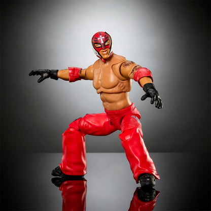 WWE Ultimate Edition Wave 3 Rey Mysterio Action Figure — crouched wrestling pose with arm extended