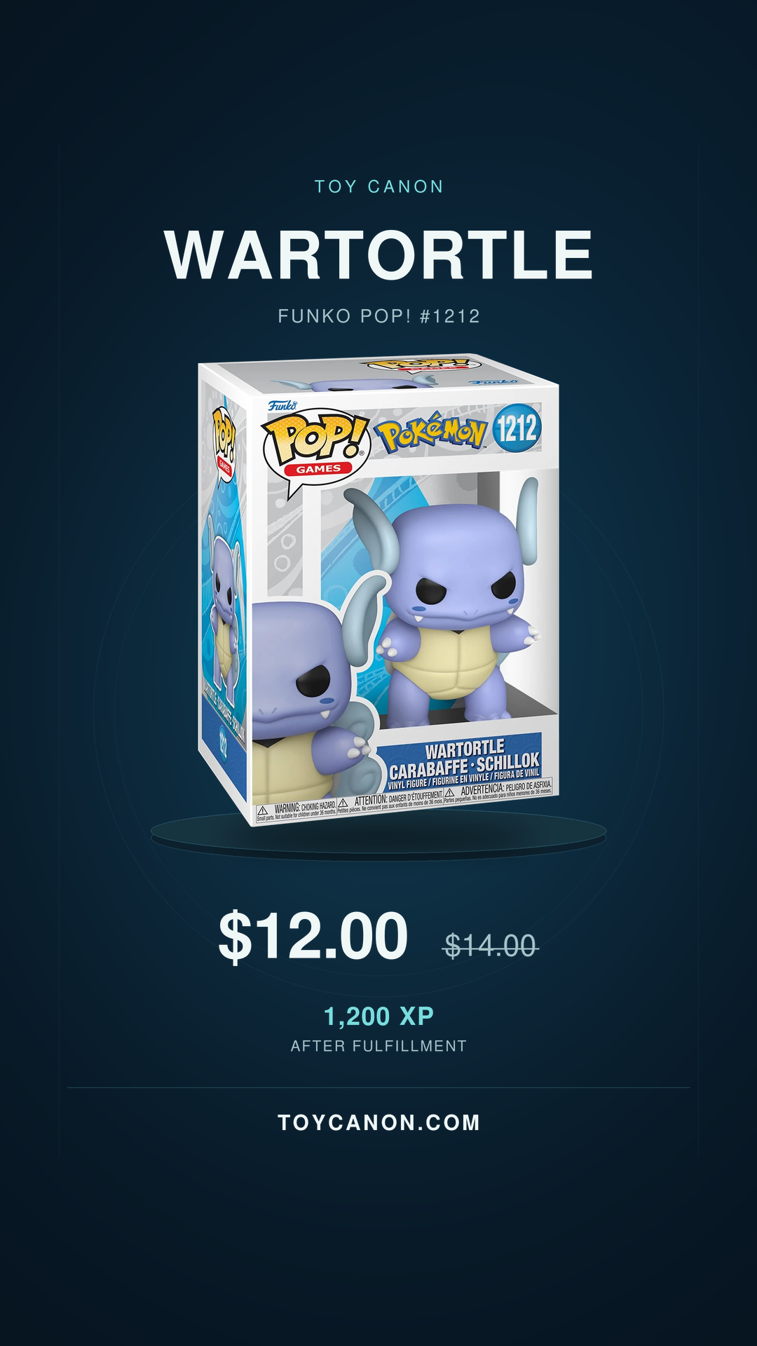 Pokemon Wartortle Funko Pop! Vinyl Figure #1212